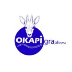 "Logo de OKAPI Graphisme, créateur de logos personnalisés pour les entreprises." Flyer promotionnel pour OKAPI Graphisme, avec un design dynamique et des couleurs, graphisme, digital, visuel