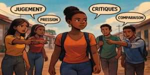 Un groupe de jeunes qui prennent plaisir a juger une jeune fille sur son physique: la pression social