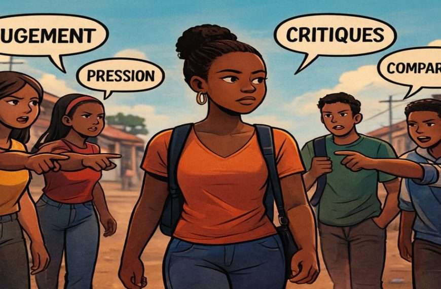 Un groupe de jeunes qui prennent plaisir a juger une jeune fille sur son physique: la pression social