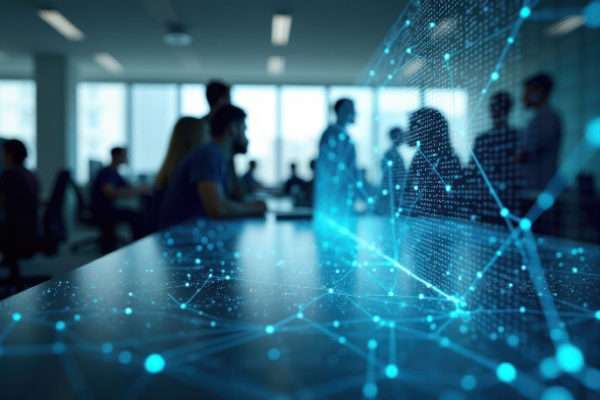 Image montrant les bénéfices de 'IA pour les PME, incluant automatisation et a croissance des revenus et l'éfficacité opérationnelle