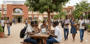 étudiants de l’ESC discutant des défis de l’enseignement supérieur et de l’innovation pédagogique