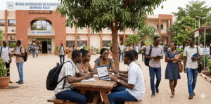 étudiants de l’ESC discutant des défis de l’enseignement supérieur et de l’innovation pédagogique