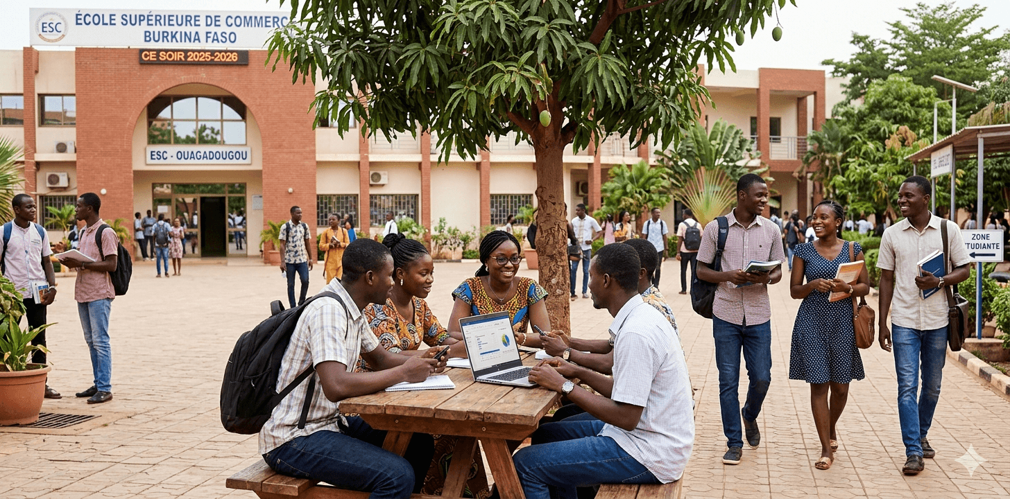 étudiants de l’ESC discutant des défis de l’enseignement supérieur et de l’innovation pédagogique